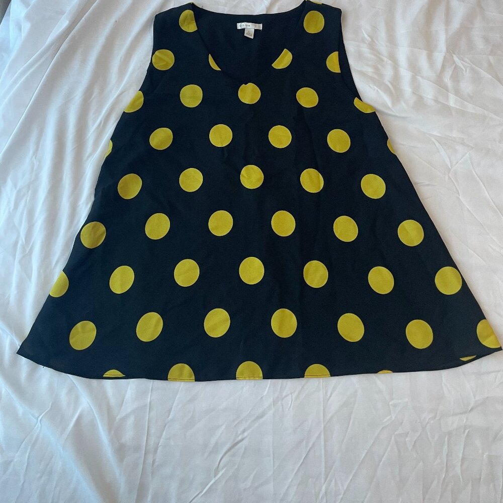 vintage Black and yellow polka dot sleeveless top